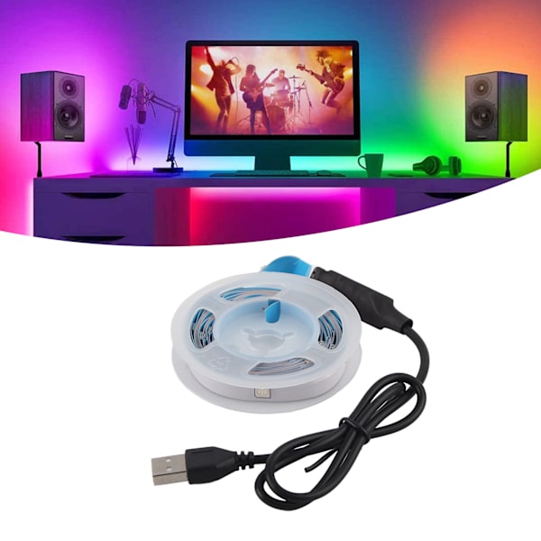 LED RGB Stripe Lys 5V Knappkontroll Tape Lys Fargeendring USB Drevet Stripe Lys For Soverom 3 m / 9.8ft