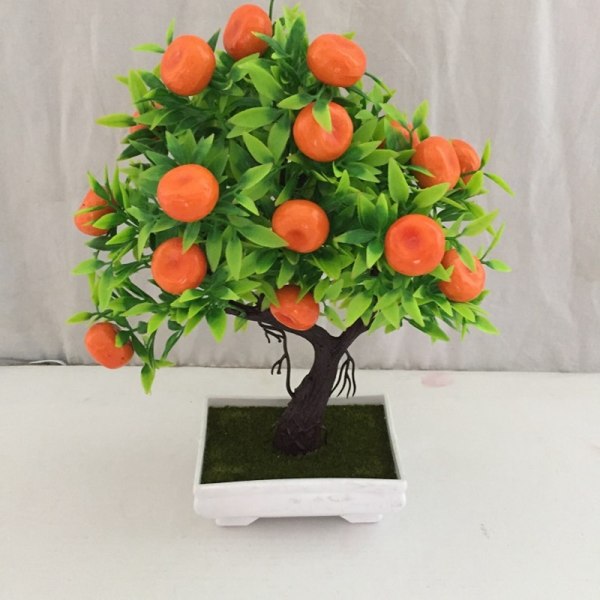 Kunstig plante Bonsai Orange plastikpotter+Lille frugttræ