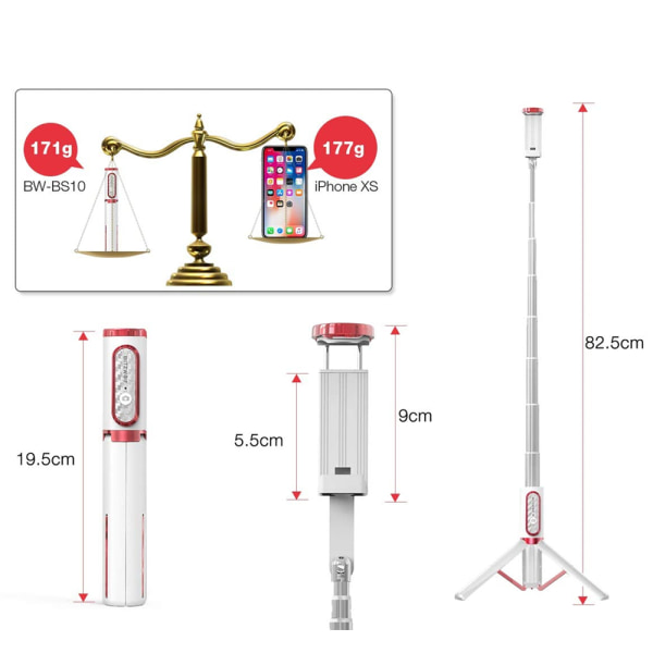 Selfie Stick Tripod Gimbal Stabilisator med trådløs fjernbetjening