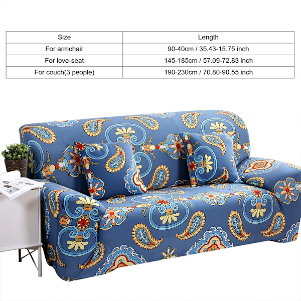 Removable Dustproof Slipcover Sofa Cover Protector with Cushion Cover(For 3 People Couch)