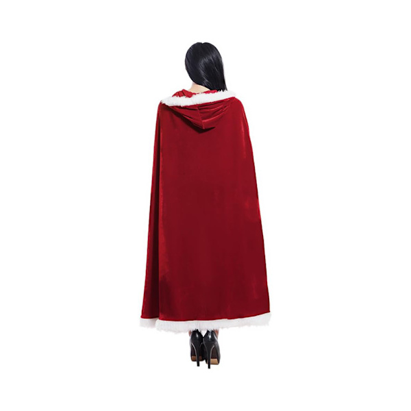 Jultomtens kappa med huva Julrock kappa Dam Jultomtens kostym Jul Fancy Dress kappa Huvad kappa Röd kostym för jul