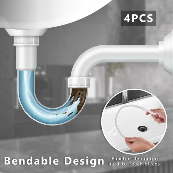 4 pcs - Drain Cleaner - Flexible Cleaning Spring - Sink Brush - Cleaning Spring - Drain Cleaner - Cleaning Spring - 45 CM