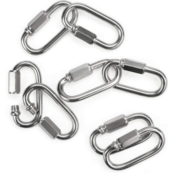 Maillon Rapide Rustfrit Stål M6 Skrueport Karabinhage (8 Pak)