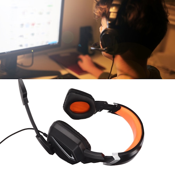 Gaming Headset Stereo Spel Over Ear Hörlurar med Volymkontroll och Dynamisk RGB för PS4 för Switch för Xbox