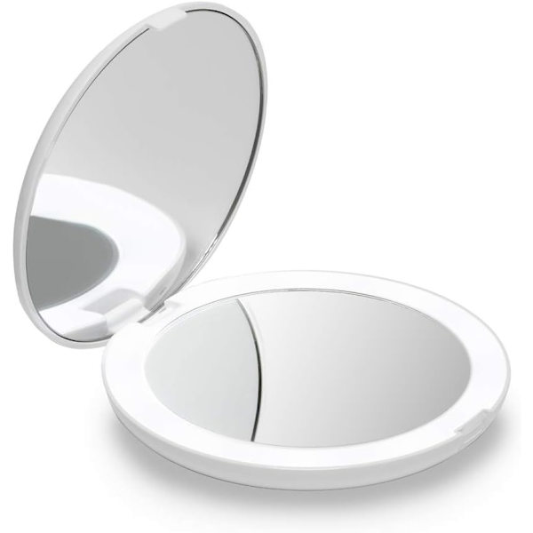 LED-upplyst resesminkspegel, 1x/10x förstoring -