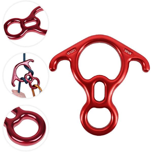 50KN alumiininen kiipeilykahdeksikko laskeutumislaite Rigging Plate Rappel Gear Kalliokiipeily Pelastusköysi Laite Alaspäin Varuste Raskaaseen Käyttöön