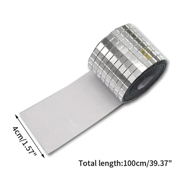 Self-Adhesive Mirror Mosaic Tiles DIY Mini Square Acrylic Silver 4*100cm Silver Silver Silver 4*100cm