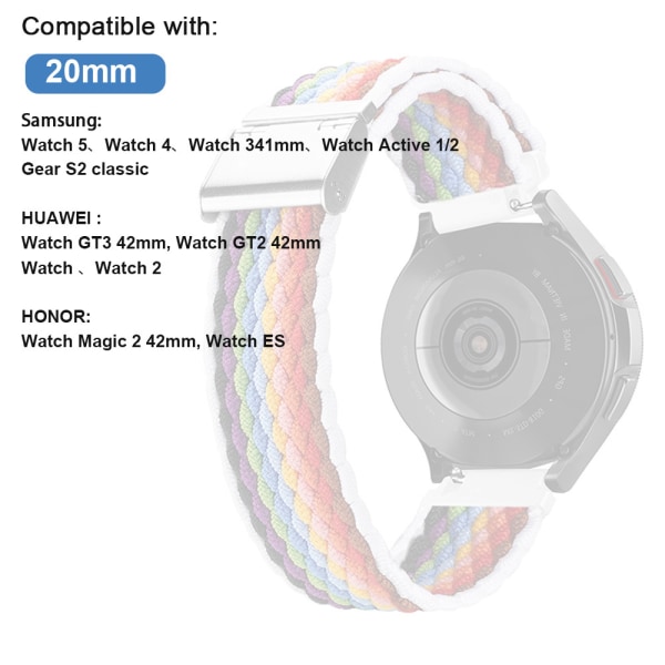 Sport nylon flätad rem 24 mm kompatibel med Samsung Watch