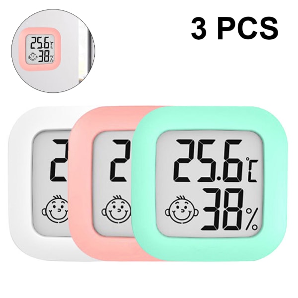 3-pakke innendørs termometer, hygrometer digital