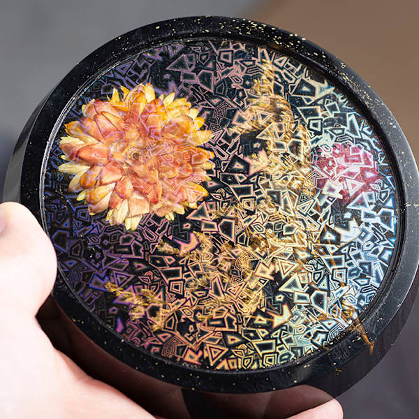 2 stk. RESIN Holografiske Resinforme, Runde Laser Coaster