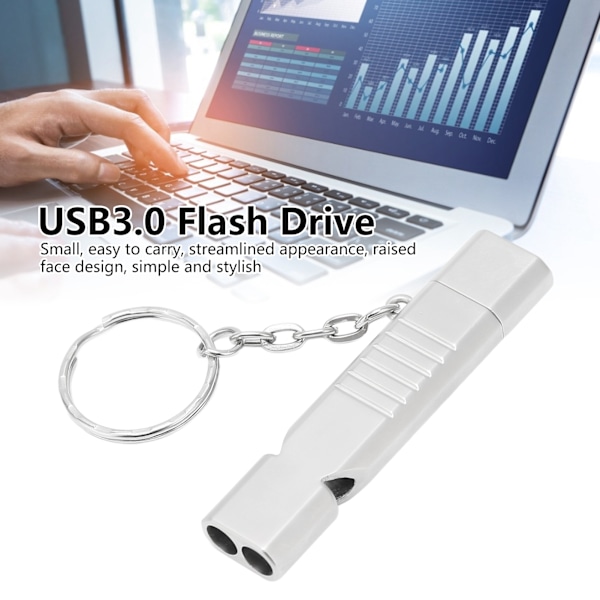 USB3.0 U Disk Självskydd Stöttålig Liten Kompakt Strömlinjeformad Design 2 i 1 Visselpipa USB-minne 16GB