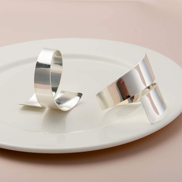 8 stk. servietringe i metal, spiralformede servietringe, spænder, simple A