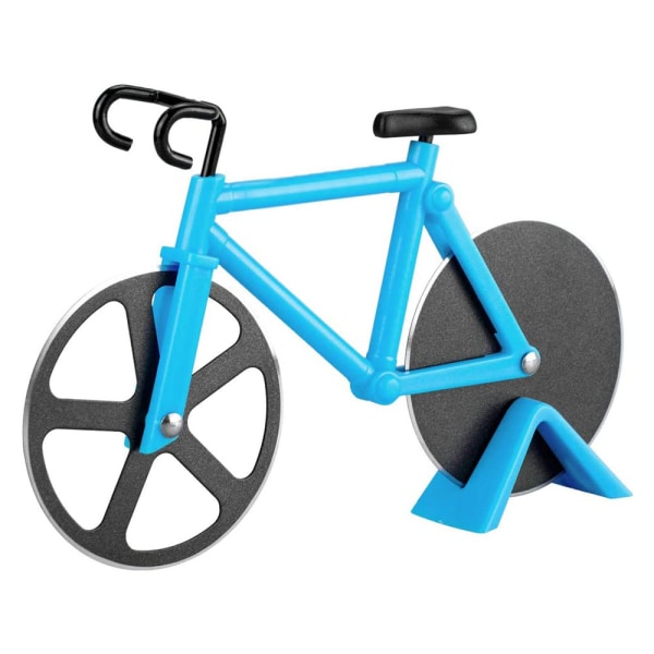 Ny pizzakniv - skär upp pizzahjul på cykel, ultraskarpt blad Blå