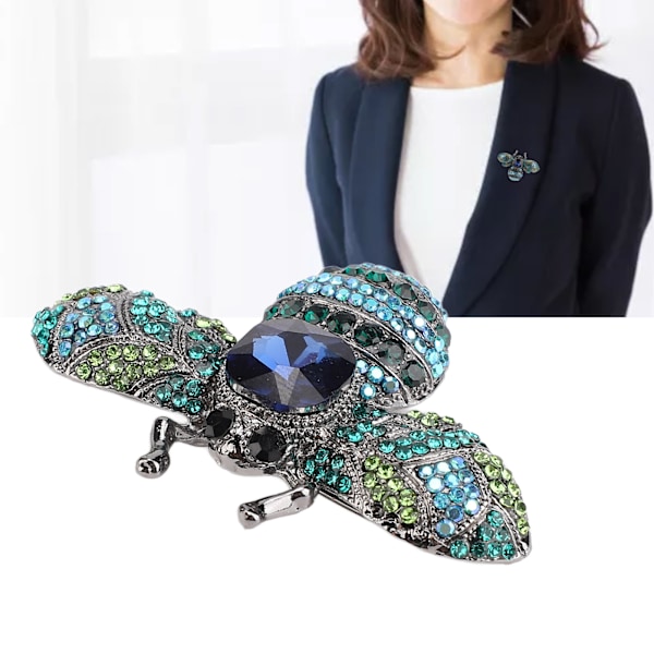 Brooch Jewelry Retro Bee Shape Alloy Attractive Decorative Rhinestones Pin Ornament for Coat Suit Blue