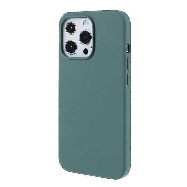 För iPhone 14 Pro Skal Solid Silikon Stötsäkert Telefon Bakskal[TT] Blackish Green
