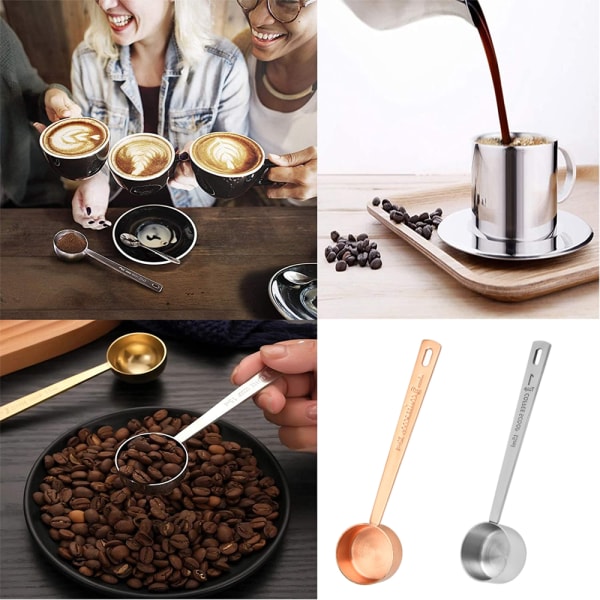 2-delad rostfritt stål kaffemätsked kaffeskopa,