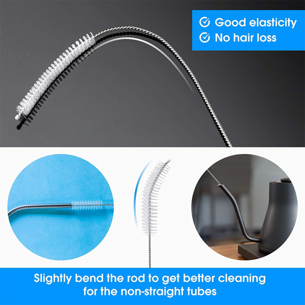 Nylonrørbørste-sett Glass Straw Keyboard Jewelry Cleaning Pipe Cleaning Brush (Sett med 10)