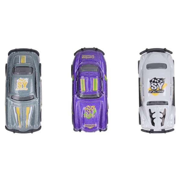 Tröghetsdrivna bilar med dragfunktion, högt simulerad design, batterifria leksaksfordon för småbarn och barn, fickstora transformerande racerbilar, 3 st