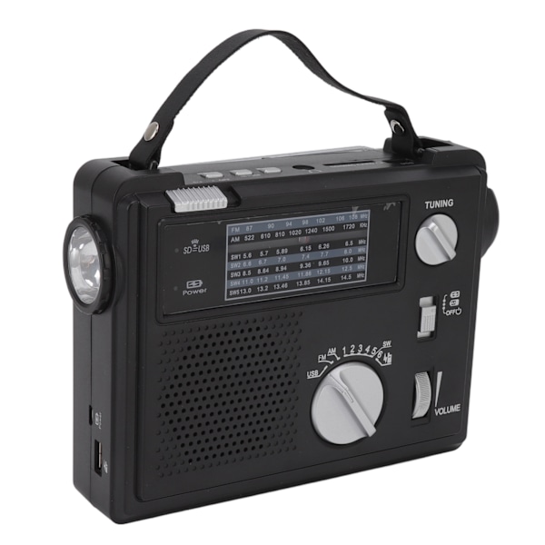 Handvevradio AM FM SW Multi Band LED Nödradio med MP3-uppspelning U-diskslagringskortplats