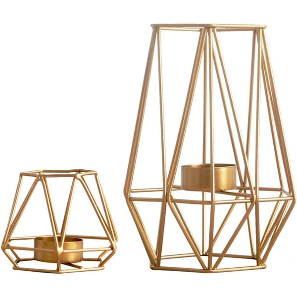 2 stk. Metal Hexagon Formet Geometrisk Design Tealight Votive