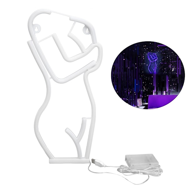 LED Neonljus Neon Skylt Kroppsform Konst Vägg Dekorativ Ljus USB Drivs för Sovrum Bar Fest Bröllop Blått Ljus