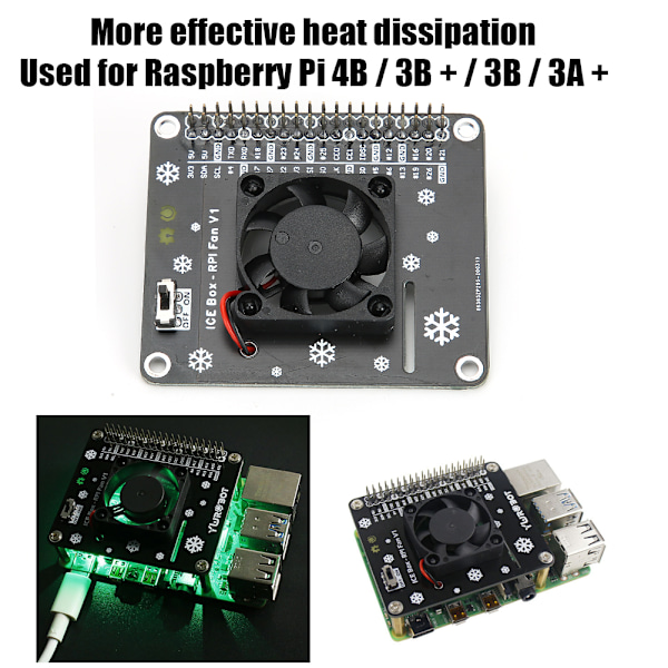 Køleventilator LED-lys computertilbehør til Raspberry Pi 4B / 3B GPIO-udvidelseskort