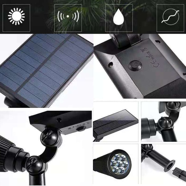 Solcelledrevet hagelandskapslys, 4/7 LED automatisk på/av, for bane