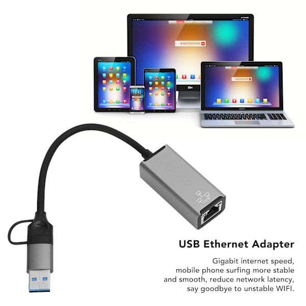 Gigabit Ethernet-adapter Profesjonell Stabil USB Nettverksadapter for Windows