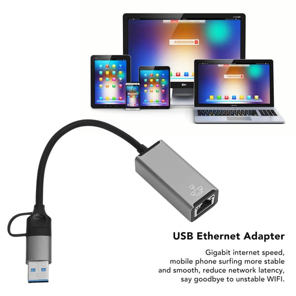 Gigabit Ethernet-adapter Professionell Stabil USB Nätverksadapter för Windows
