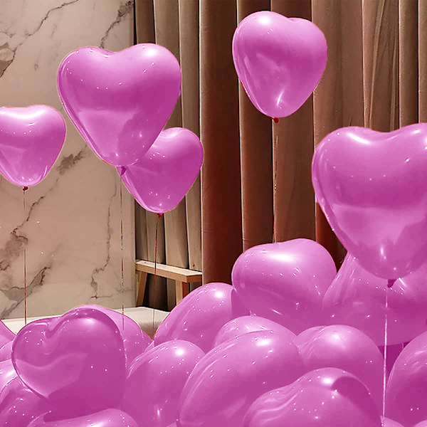 Hjerteformede balloner, Valentinsdag forlovelse bryllupsfest dekorationer, 100 stk.