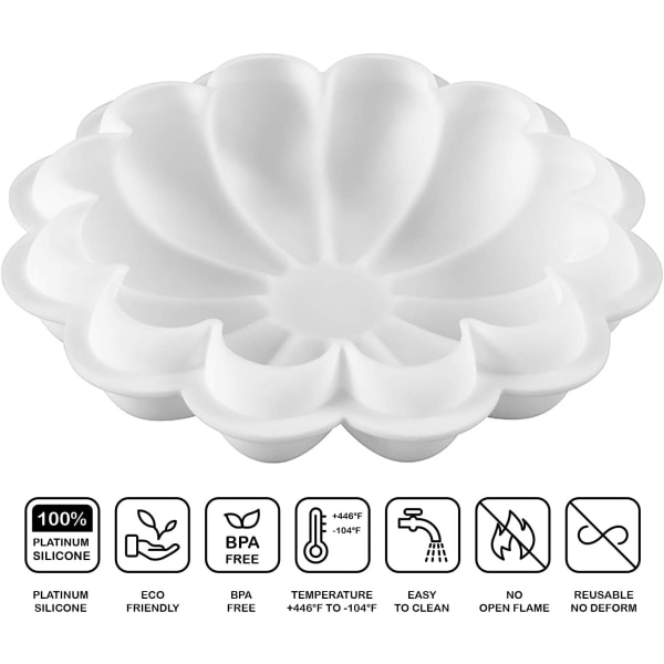 Silikone blomsterkageform | Non Stick Silikone Bageform | Perfekt til Mousse Dessert, Jello, Chokolade, Slik | Must Have til dit bagesæt