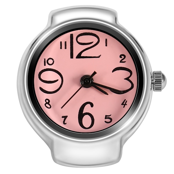 1 stk. Moderigtigt dame- og herre-ur i kvartsanalogt rundt fingerring-design (rosa)