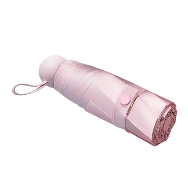 Kapseli sateenvarjo Mini Pocket UV-kestävä 2 käyttöä 5 osaa 8 reunaa Ulkoilutarvikkeet Pinkki