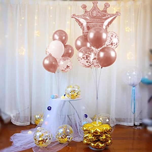 Syntymäpäiväkoristeet -Rose Gold Number Balloon & Crown Balloon,