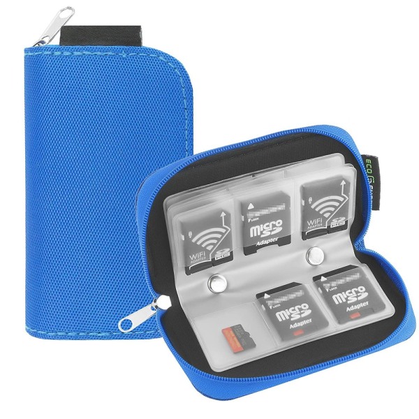 22-korts SD-minnekortlomme, Unngå kortavmagnetisering, blå