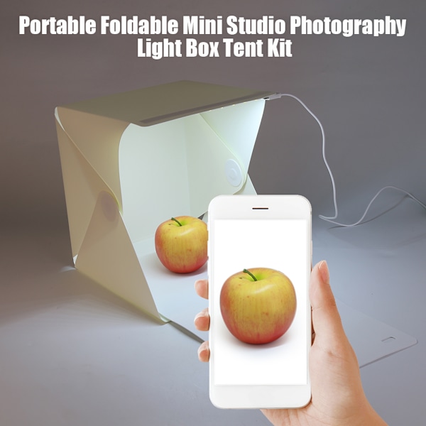 Bærbar Foldbar Mini Studio Fotolysbokstelt Kit med Sort Hvid Baggrunde