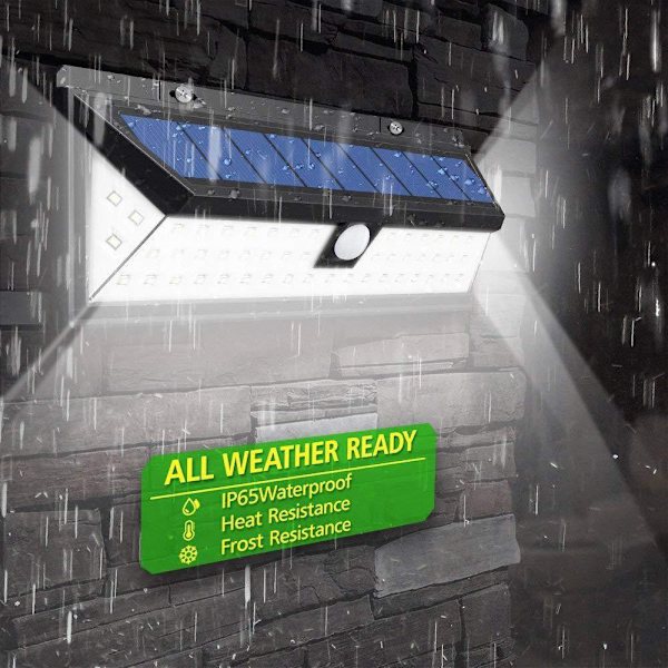 Säkerhetsrörelsesensor utomhus solvägglampa, 1-pack, svart