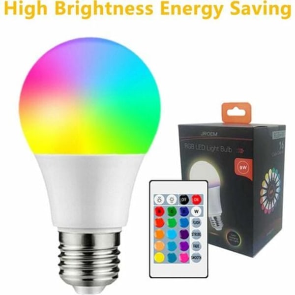 RGB-pære E27 LED fjernkontroll dimbar fargeskiftende lampe farget pære RGB-pære E27-kontakt, RGB+W 5W/A60 (minnefunksjon) - RGB+W 5W/A60 (minne
