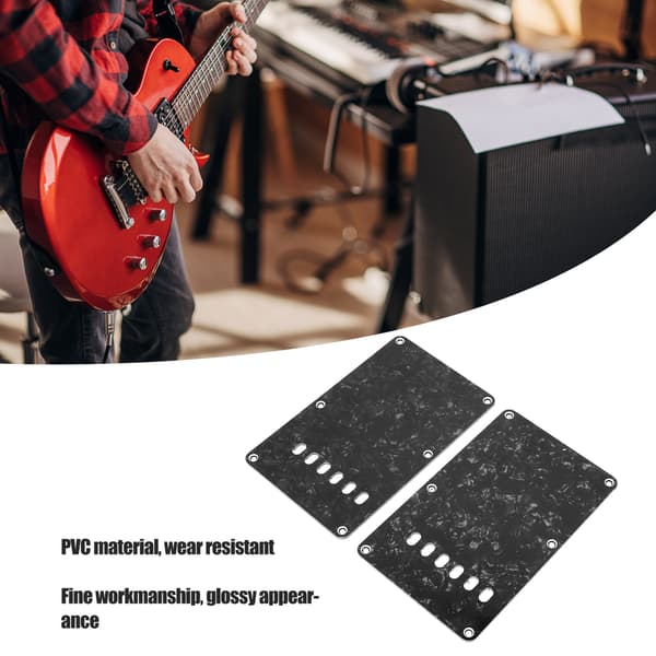 2 st Elektrisk Gitarr Bakplåtar med 6 Hål PVC Plast Gitarr Skydd Bakplåt Ersättning Svart