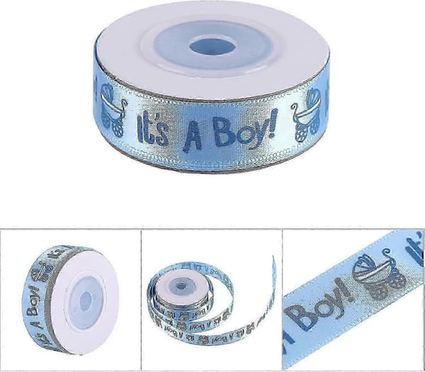 Satinbåndruller 10 meter blå rosa til babyshower dåpsfest bryllup Blue