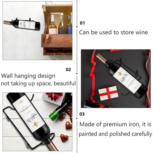 2 stk metall hengende vinstativ rødvin flaske display stativ med skruer for voksne alkoholholdige drikker flaske oppbevaring stativ