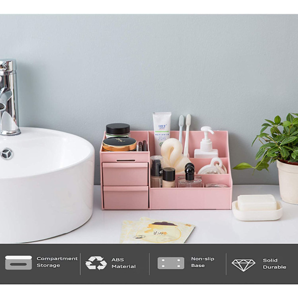 Kosmetisk arrangør, multi-lags design, pink, 28,5*17,5*12,5cm