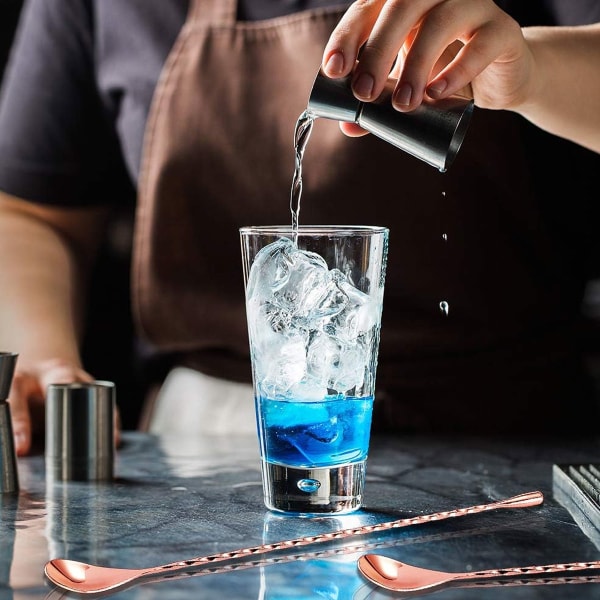 Lang håndtag rustfrit stål spiral cocktail ske, fint gevind