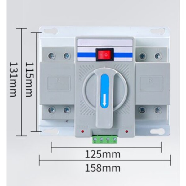 1 stk 220V 63A 2P Mini Dual Power Automatisk Overføringsbryter T