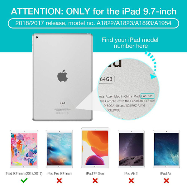 2018/2017 IPad 9.7 5:e / 6:e generationen - Slim Lättvikt
