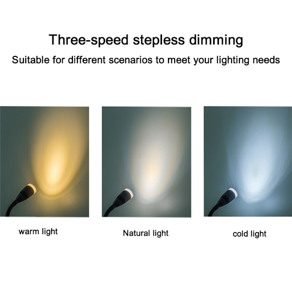 Vægmonteret læselampe Sconce Lampe USB opladningsport Touch