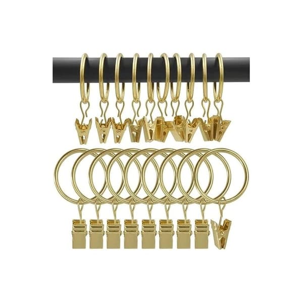 Serbien – Sæt med 30 rustfri gardinringe i rustfrit stål – Metalkroge – Indvendig diameter 3,2 cm – Længde 6,6 cm