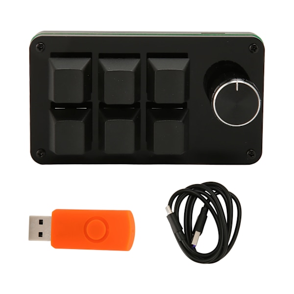Mini 6-tasters tastatur med knott Hot Swappable Blå bryter Mekanisk tastatur Makro programmeringstastatur for arbeidsspill