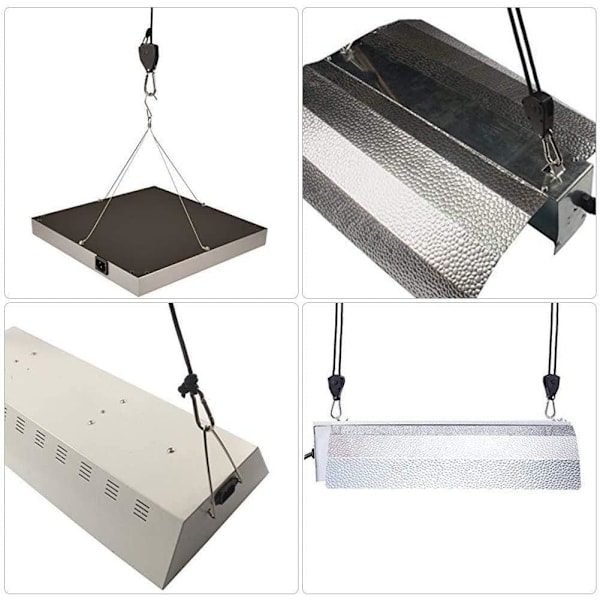 8 stk tau-sperre stropp, 1/8 tommers tau-sperre tungt justerbar for plantelampe 150 LB kapasitet per par