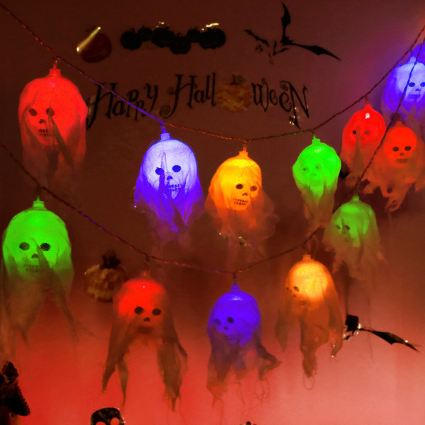 Hodeskallelys Halloween Lyslenke - Skumle Halloween-lys for